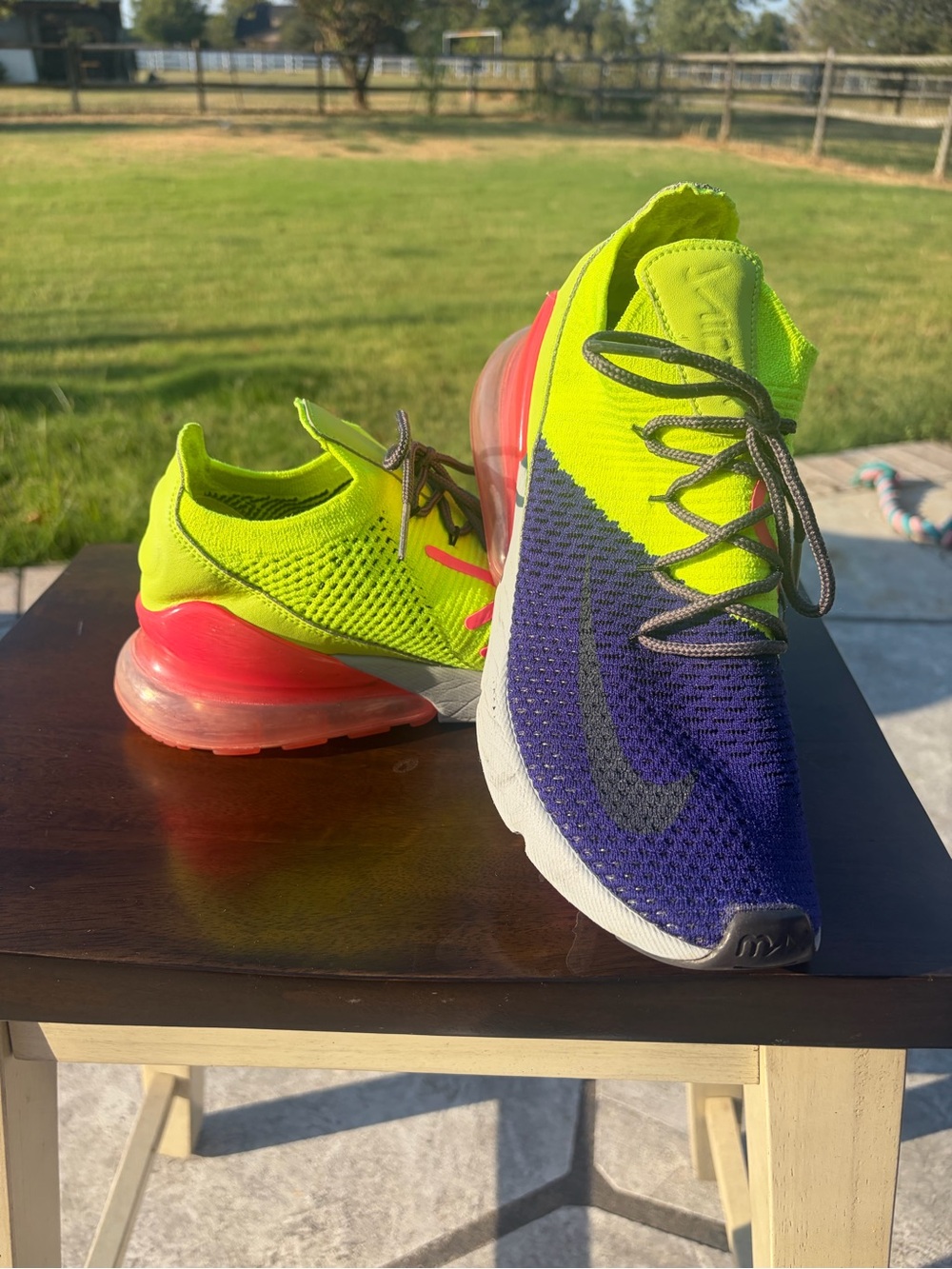 Nike Women’s Size 8.5 Air Max 270 React - Neon Yellow & Purple